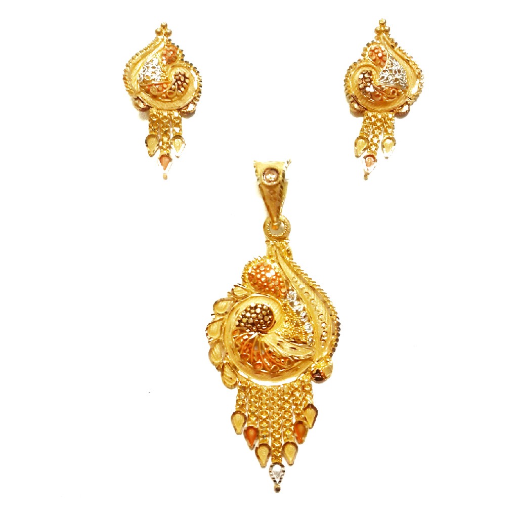 916 Gold Kalkatti Designer Pendant Set MGA - GPS009