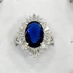 Blue Stone Trendy Silver Ring 