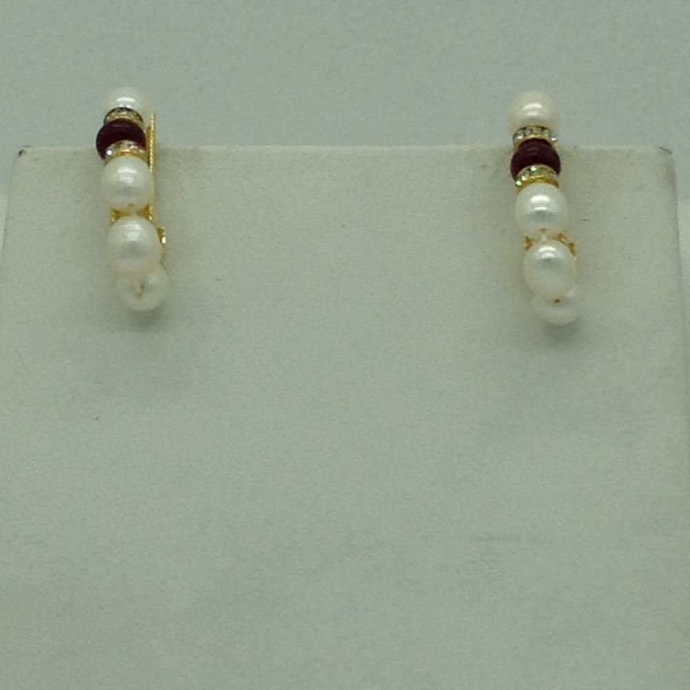 Freshwater white oval 2 lines pearls combination full set jpp1055