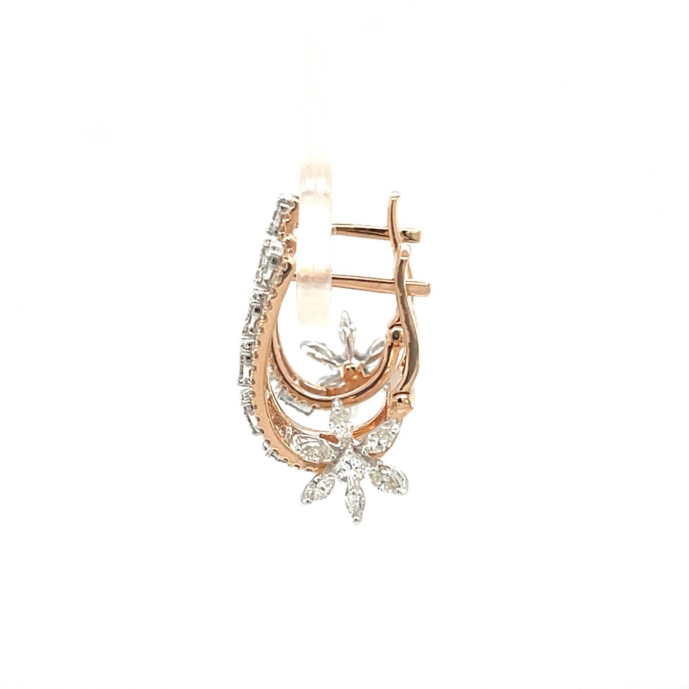 Fancy Diamond Bali Earring with Marquise Flower on Side