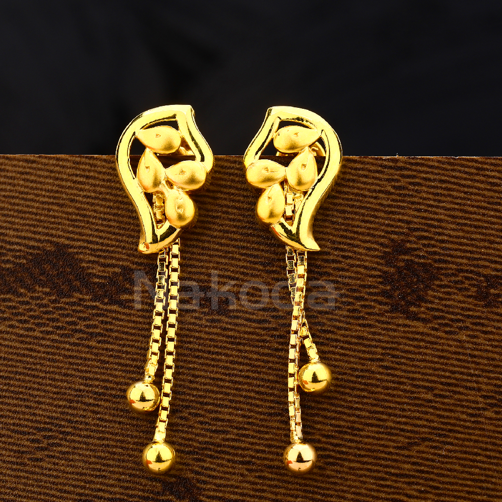 916 Gold Ladies Classic Plain Earring LPE310