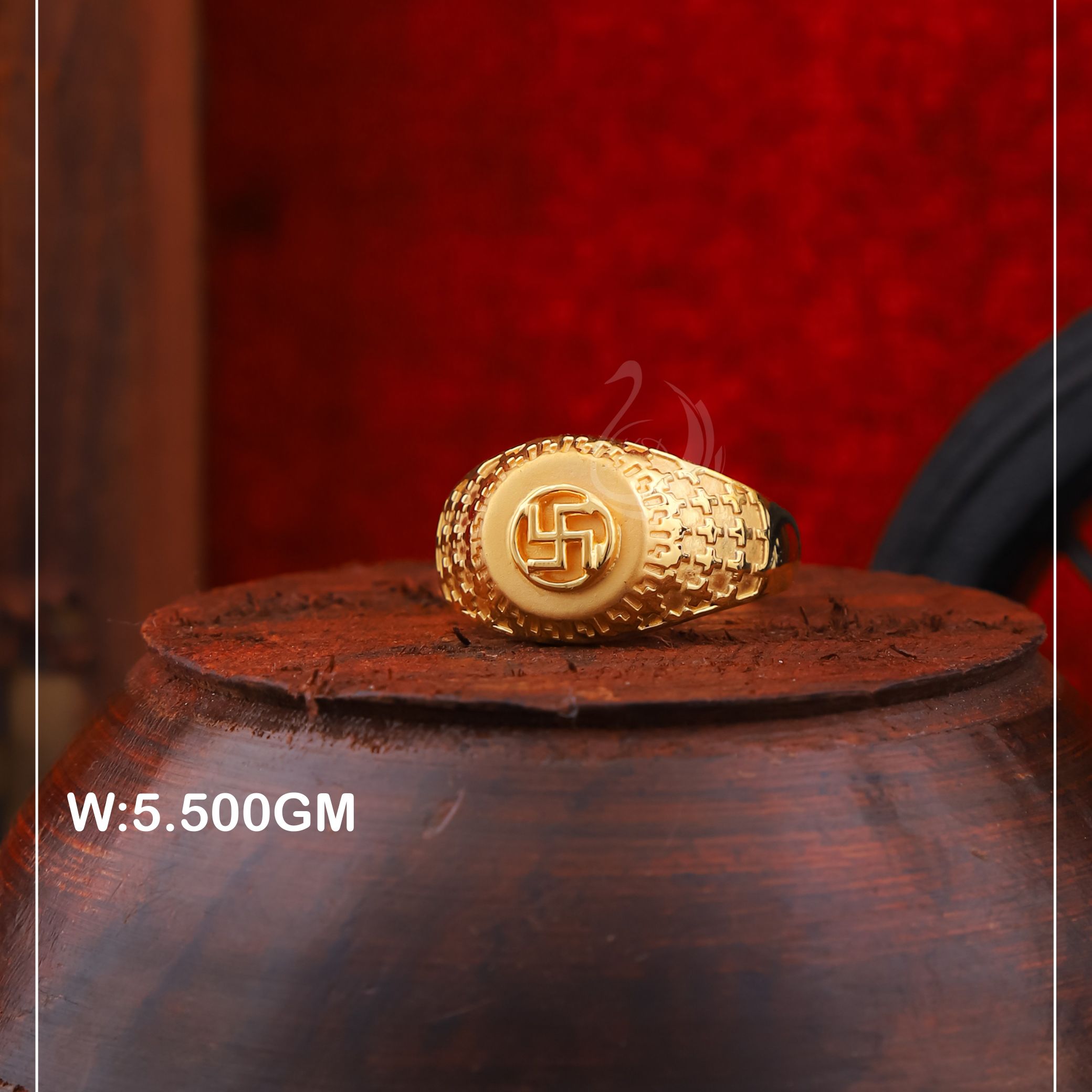 916 Gold Delicate Swastik Ring PJR02