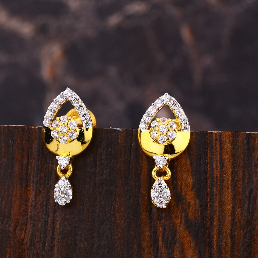 916 Gold CZ Women's Exclusive  Hallmark Fancy Earring LFE528