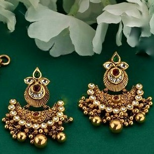 22KT/ 916 Gold antique bridle Jadtar Half Necklace set for ladies
