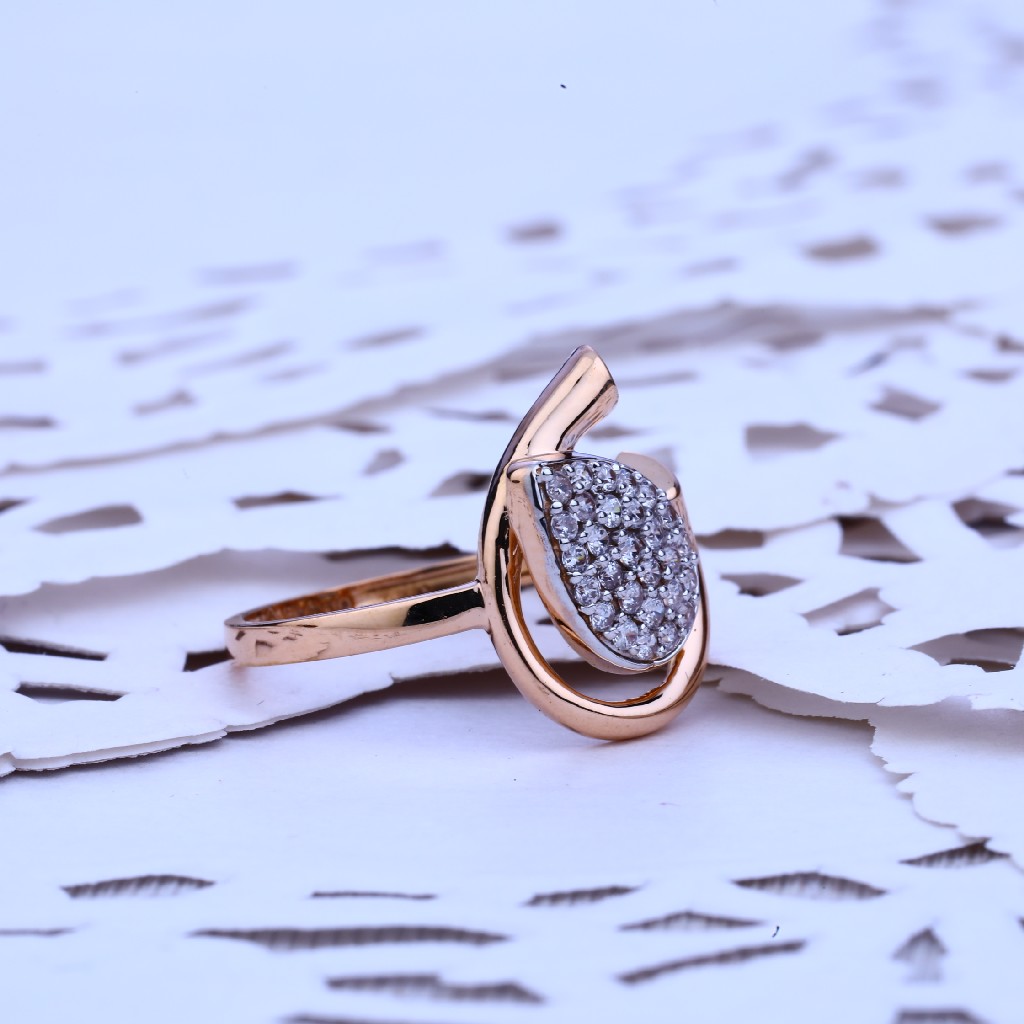 Ladies 18K Diamond Rose Gold Ring-RLR149
