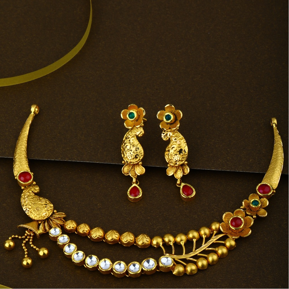 916 CZ Gold Most Attractive Necklace Set 