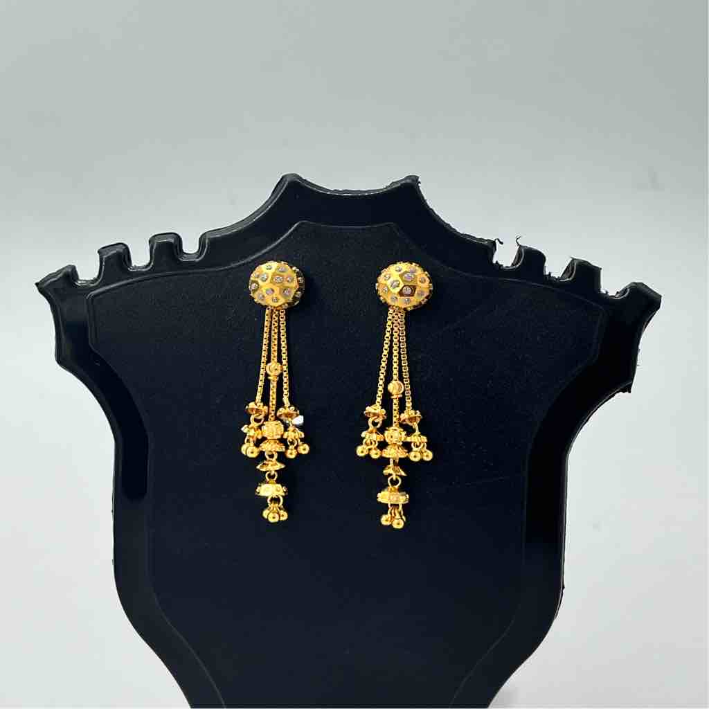 Marvelous Heavy Designer Jhumka Earrings Most Popular Gold Design Crystal  Twin J24170
