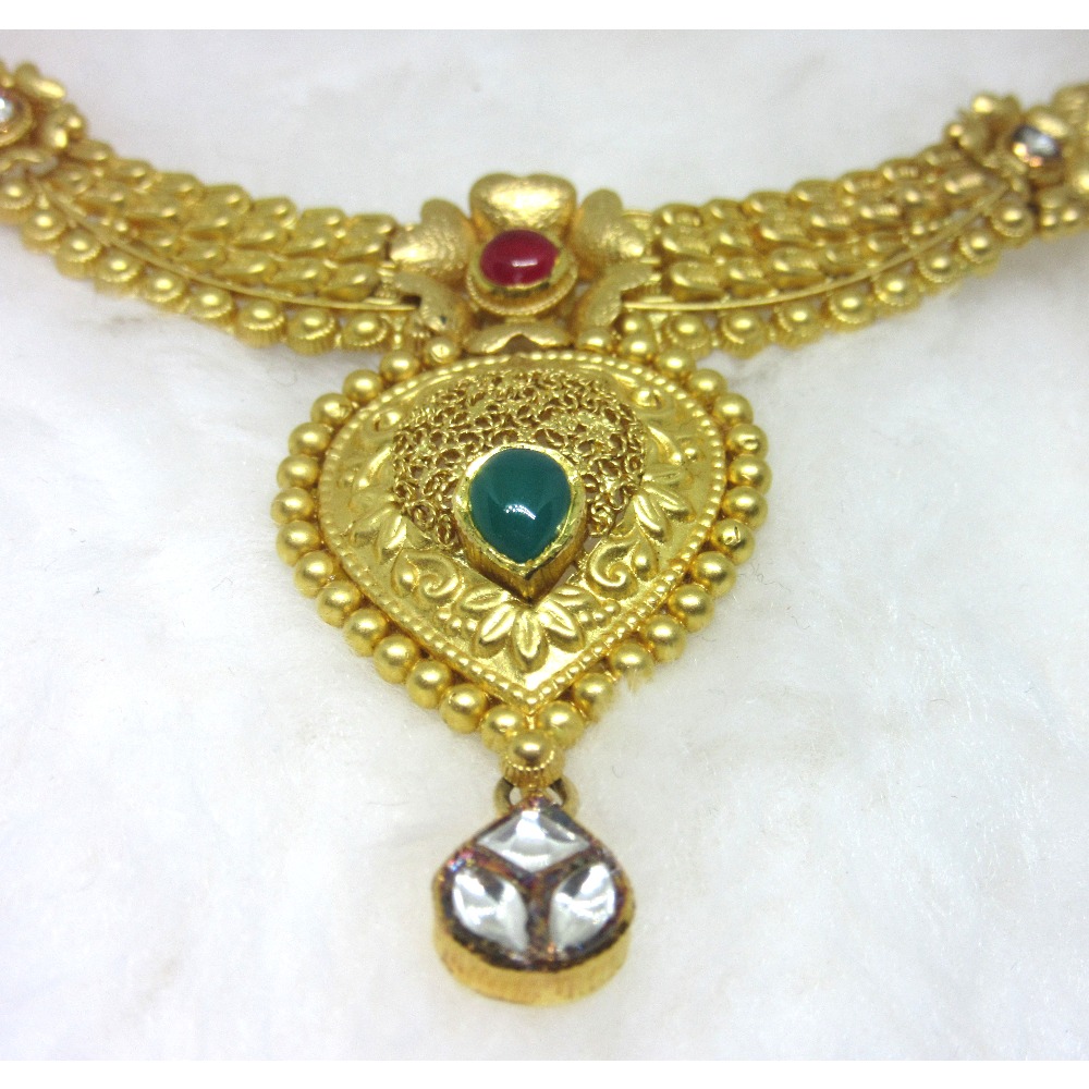Gold hm916 jadtar necklace set
