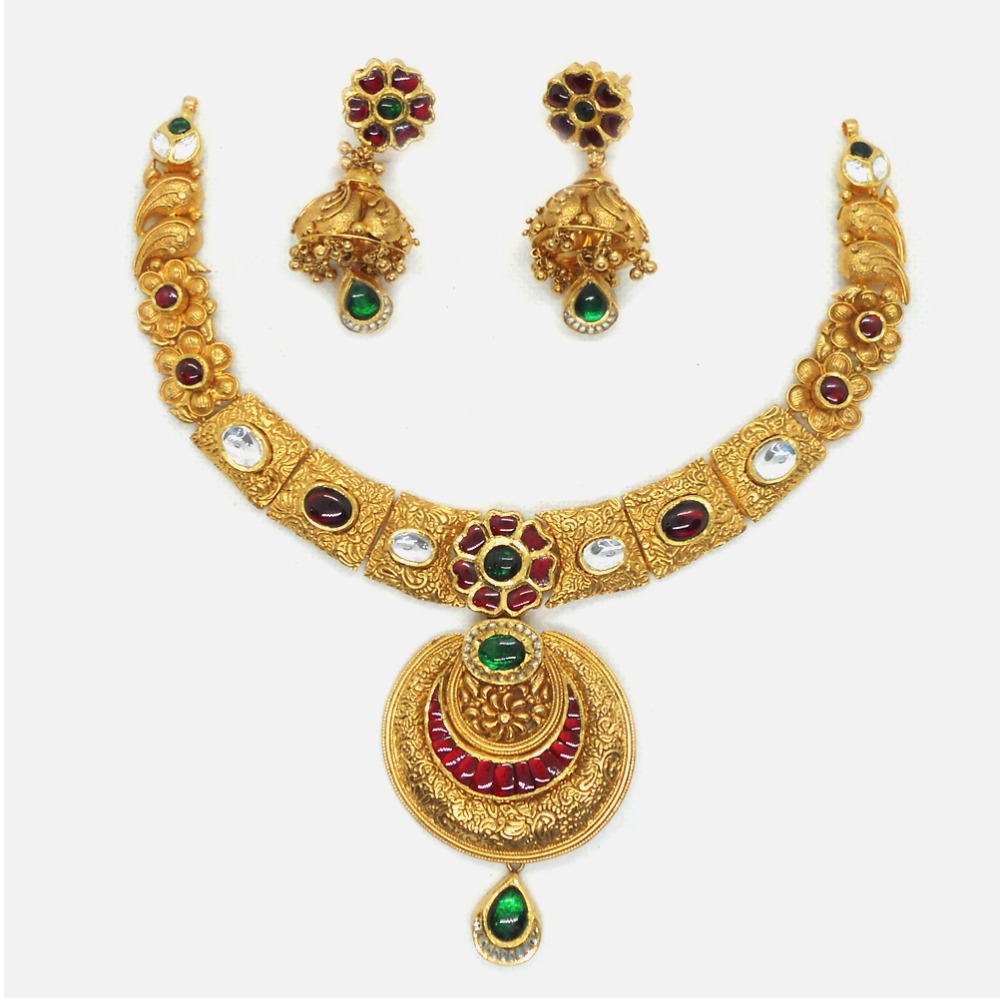 Buy quality 22KT Gold Antique Bridal Necklace Set RHJ-6031 in Ahmedabad