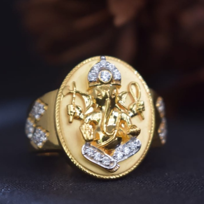 916 Gold Ganesh Design Ring For Men MK-R16