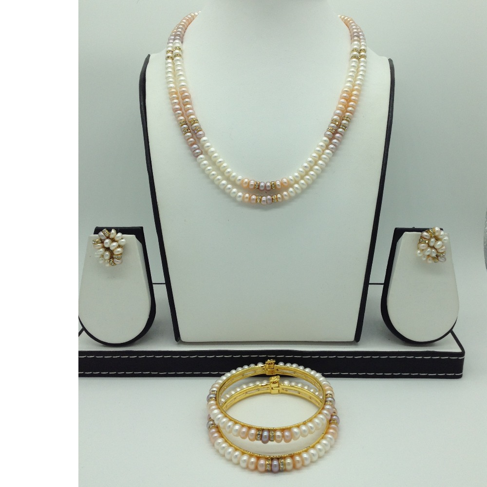 Buy quality Freshwater Multicolour Flat Shaded 2 Lines Pearls Full Set ...
