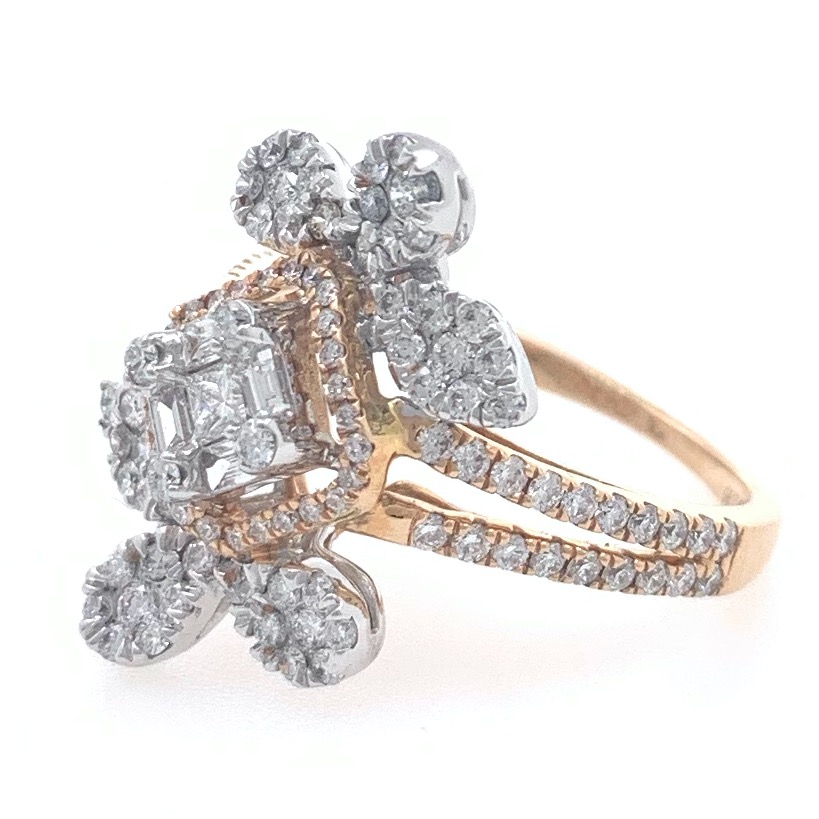 18kt / 750 rose gold evening wear designer diamond ring 8lr163