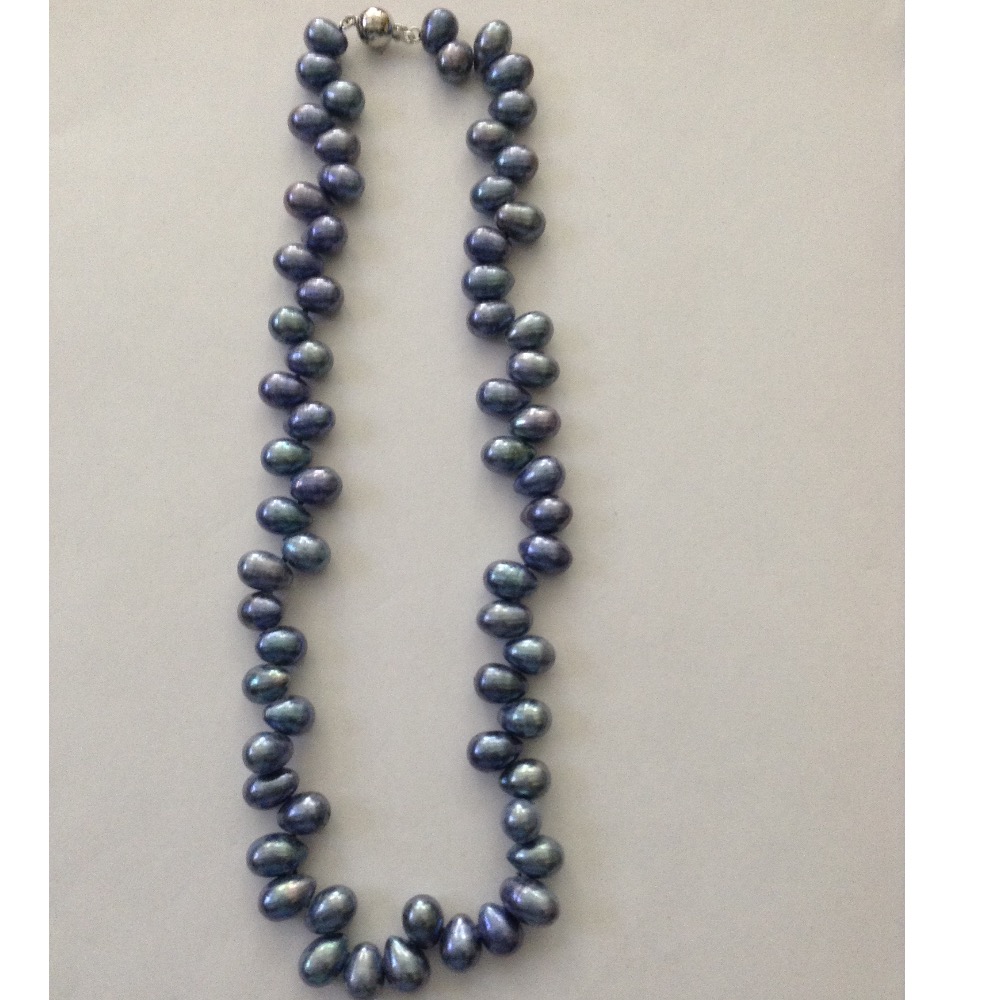 Freshwater grey oval zigzag pearls mala JPM0154