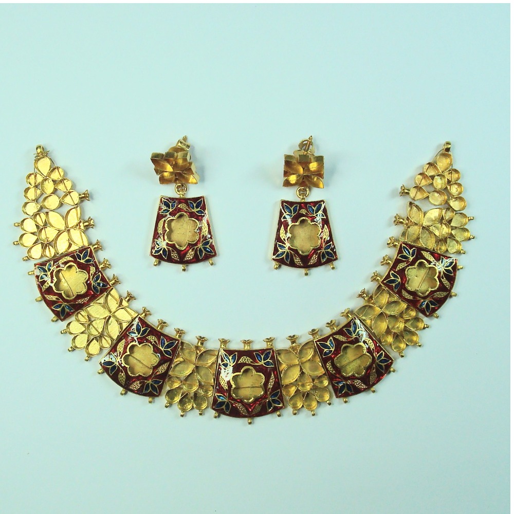 Antique jadtar kundan necklace set khokha-akm-ns-021