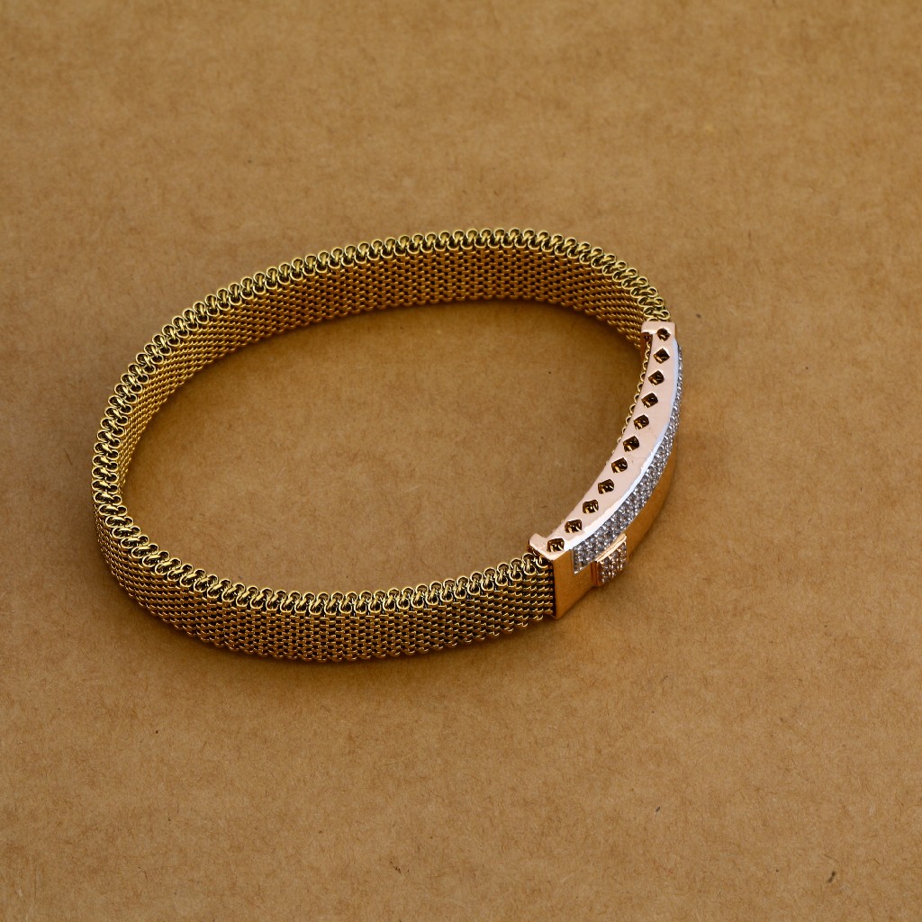 Mens Gold Leather Bracelet-MLB83