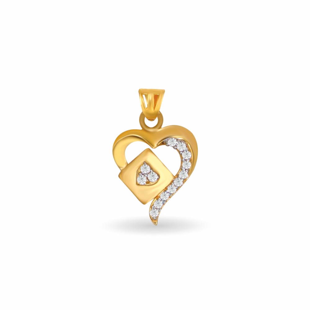 Heart in heart 916 gold pendant