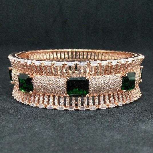 Rose polished green diamond 1 gram ladies bracelet