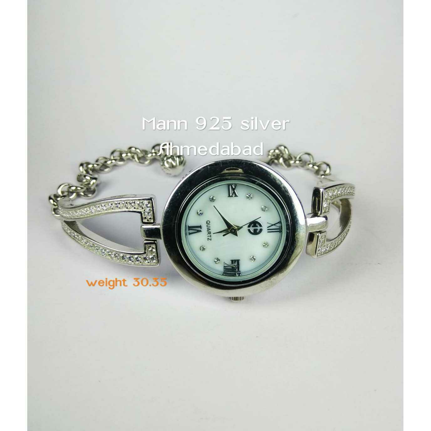 Fancy 925 Silver CZ Stone Ladies Watch