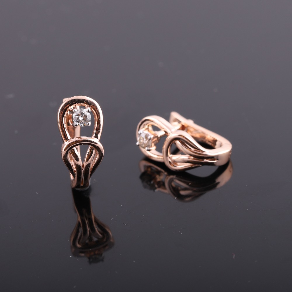 18kt rose gold designer diamond bali earrings