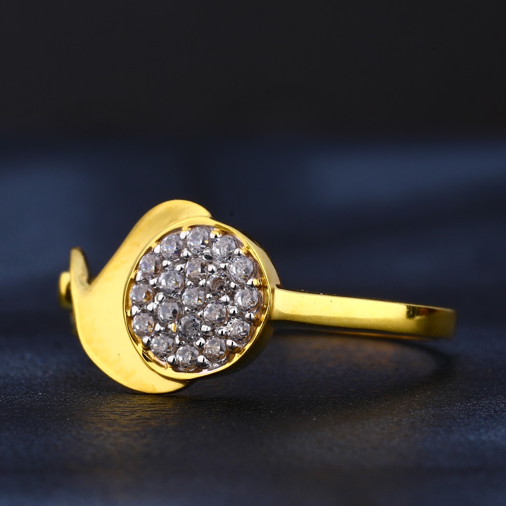22KT Women's Gold Fancy Hallmark CZ Ring LR846