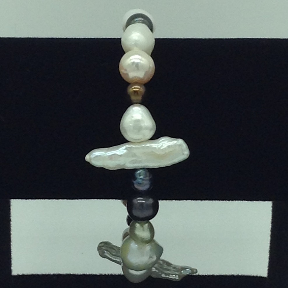 Multi colour baroque pearls 1 layer Elastic bracelet jbg0163