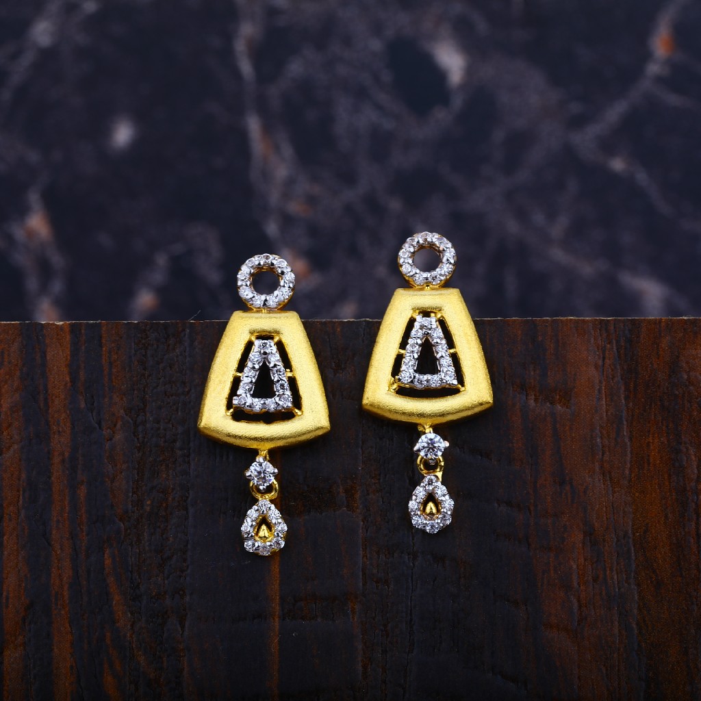 Ladies 916 Gold Cz Earrings-LFE90