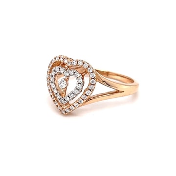 18k Gold Heart single Diamond Ring For Ladies
