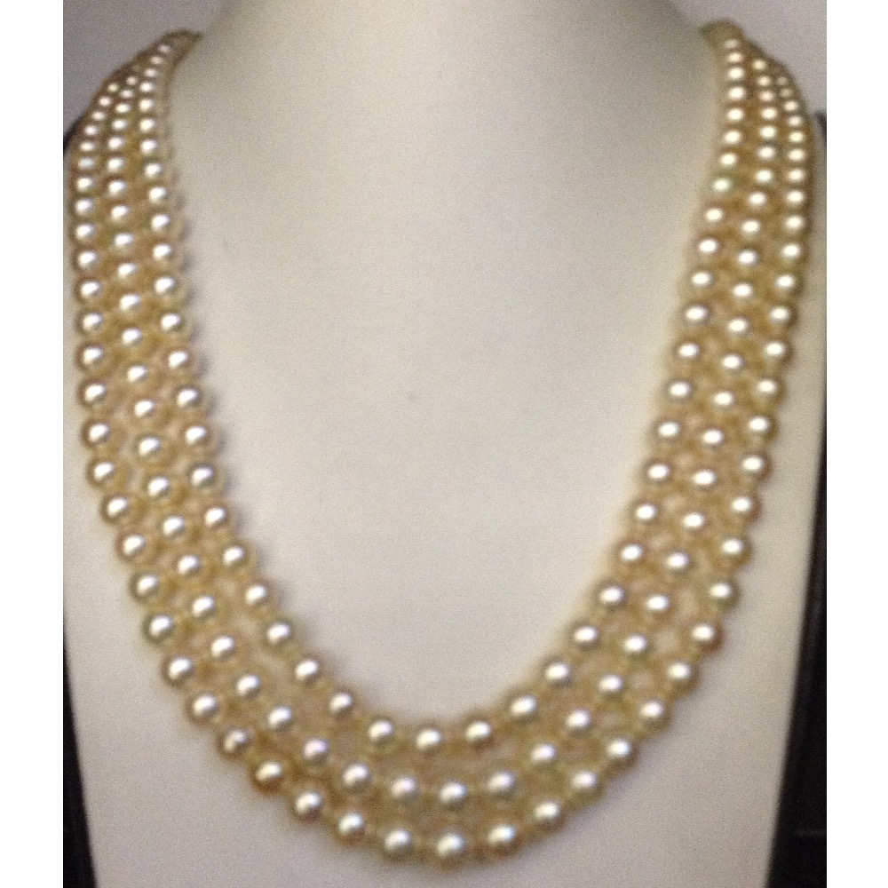 3 Line Cream Sea Water Cultured Pearls Necklace JPM0005