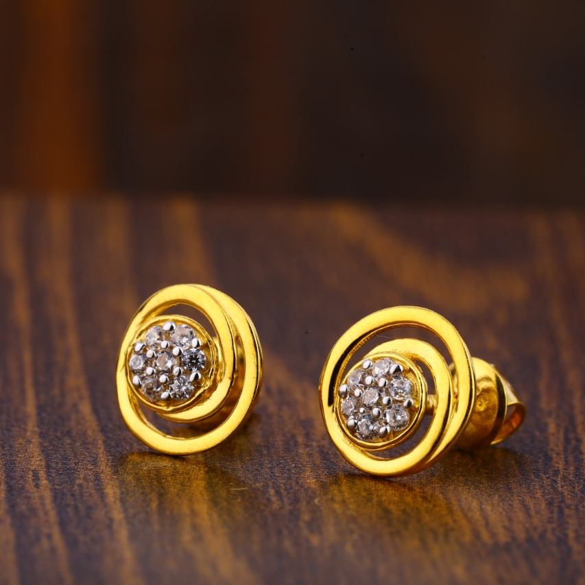 22CT Gold CZ Hallmark Designer Ladies Tops Earrings LTE135