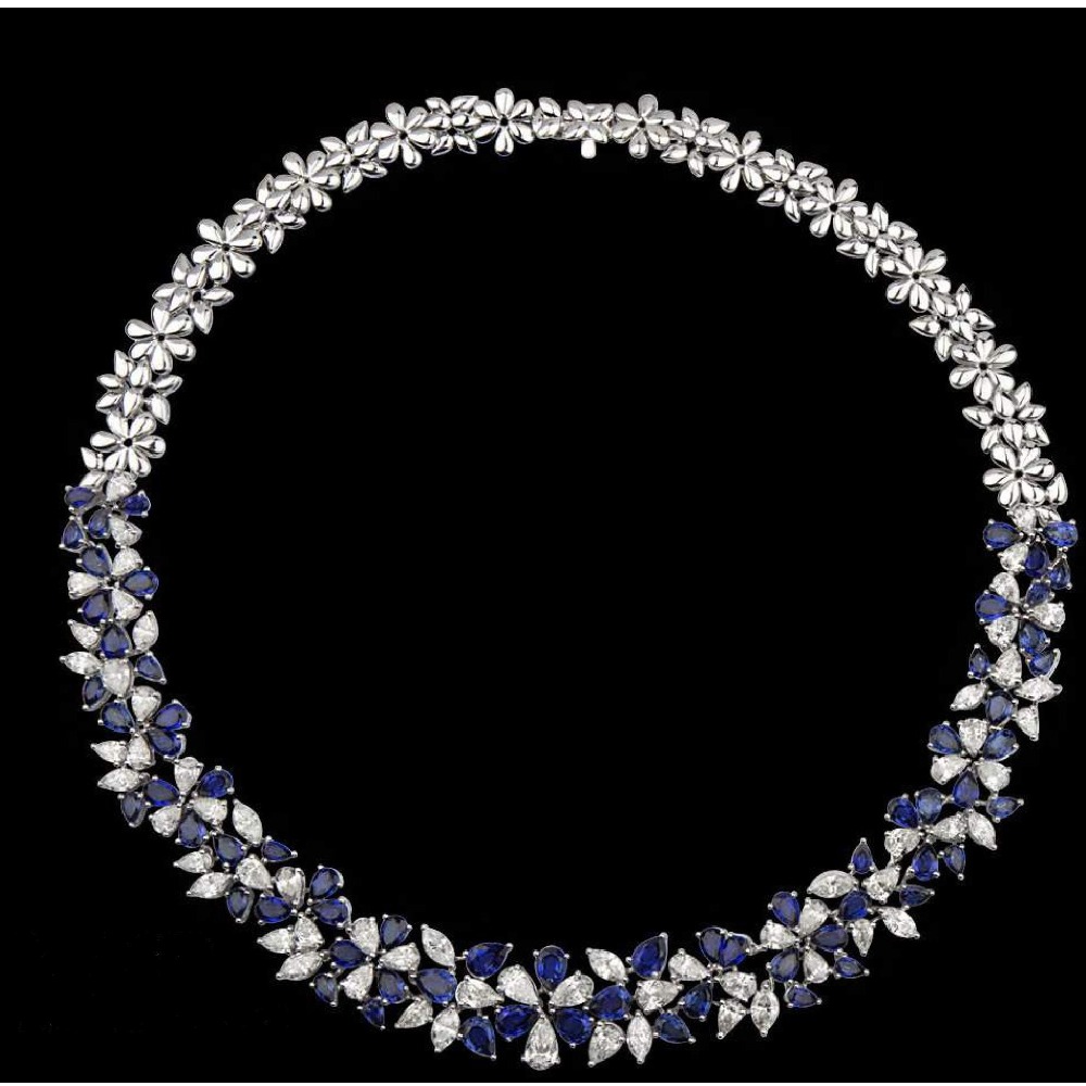 Diamonds and Blue Sapphires Necklace JSJ0123