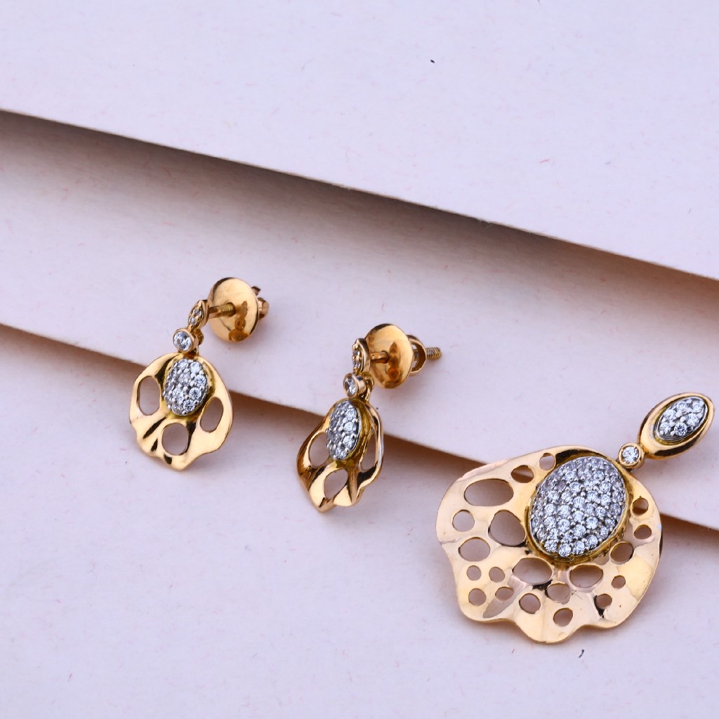 750 Rose Gold Cz Women's Pendant Set RPS96