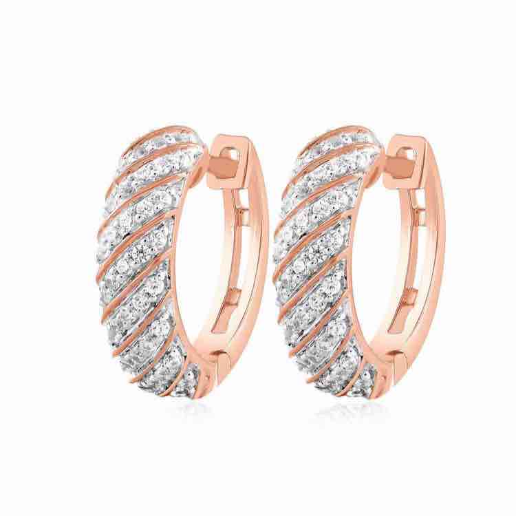 18KT Rose Gold Designer Round Diamond Earring