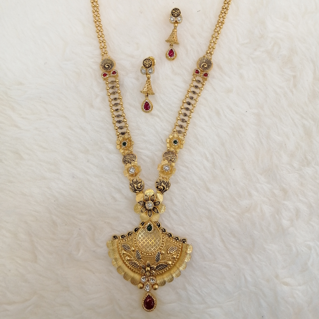 916 Gold Fancy Antique Jadtar Kundan Traditional Long Set