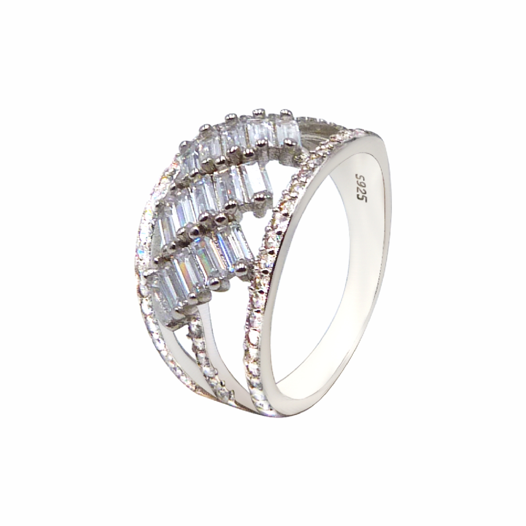 Baguettes 925 Silver Lady Ring