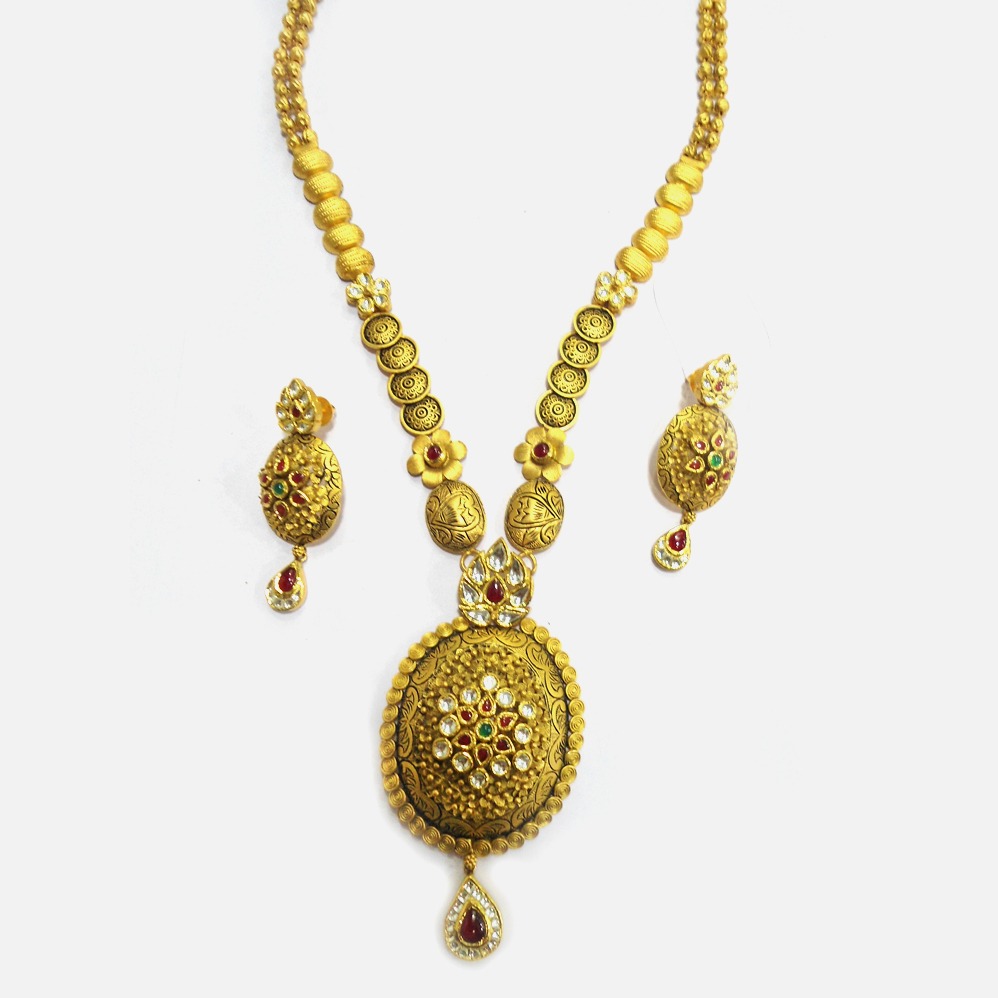 916 Gold Antique Long Necklace Set RHJ-4633
