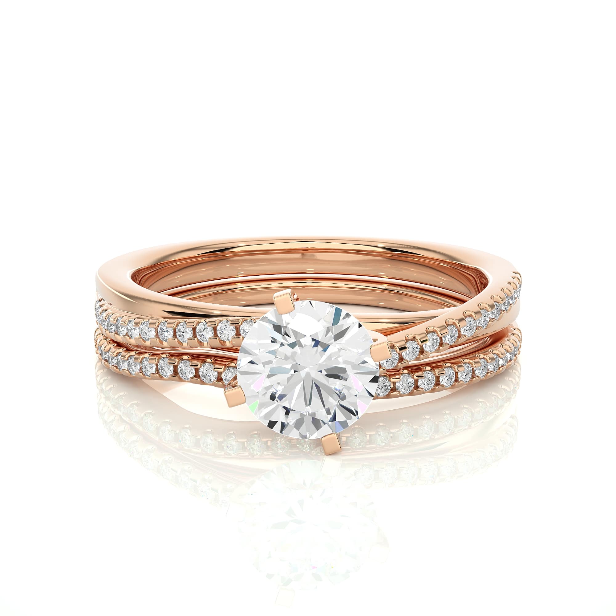 Double layer Solitaire Ring RG