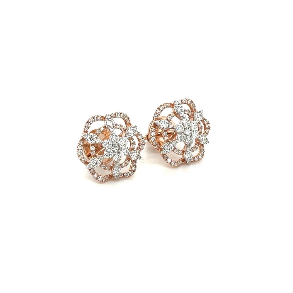 Floral Diamond Stud Earring by Royale Diamonds