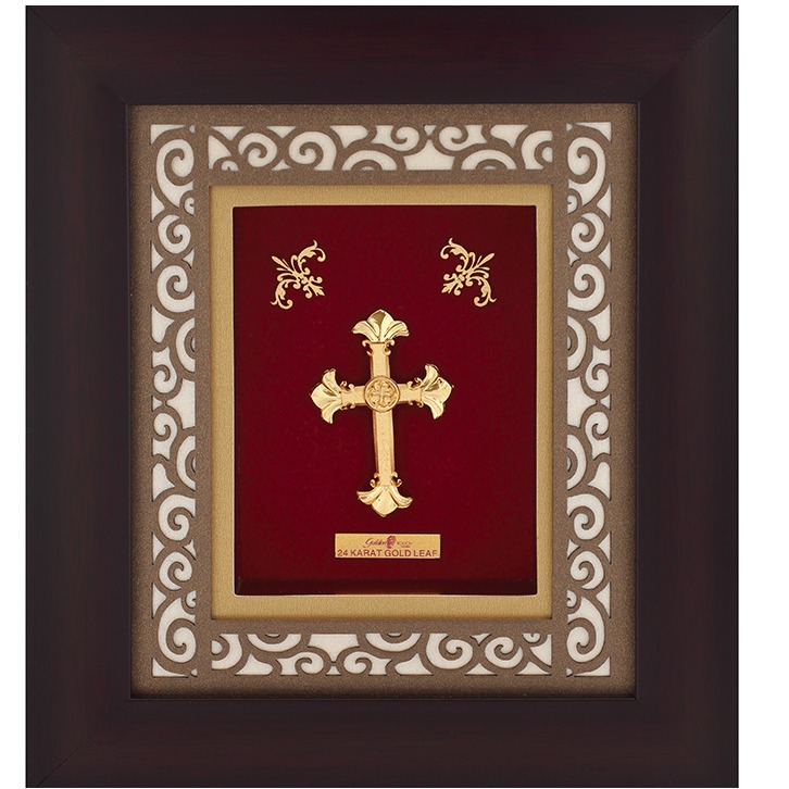 (18.5x21 cm) cross divine photo frame 24 k gold LEAF