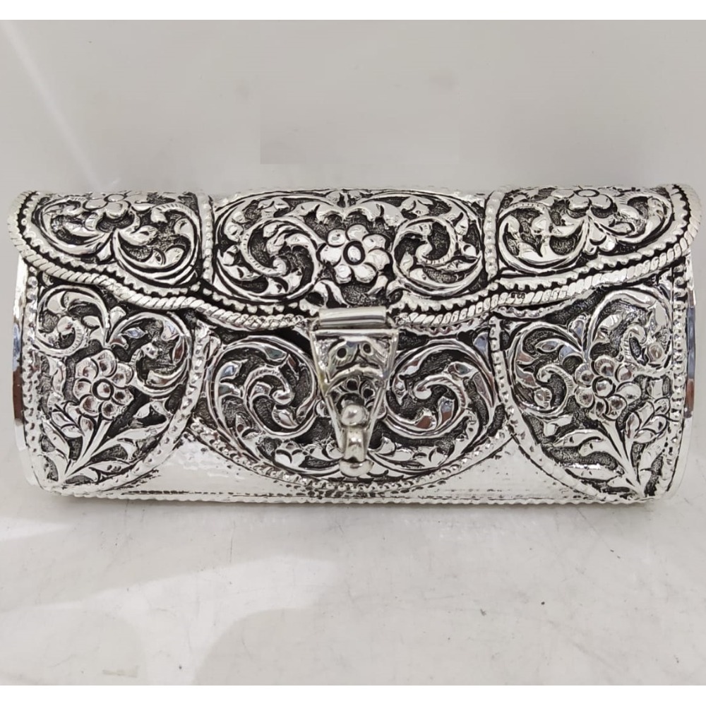 blissful floral motifs hallmarked silver handbag by puran