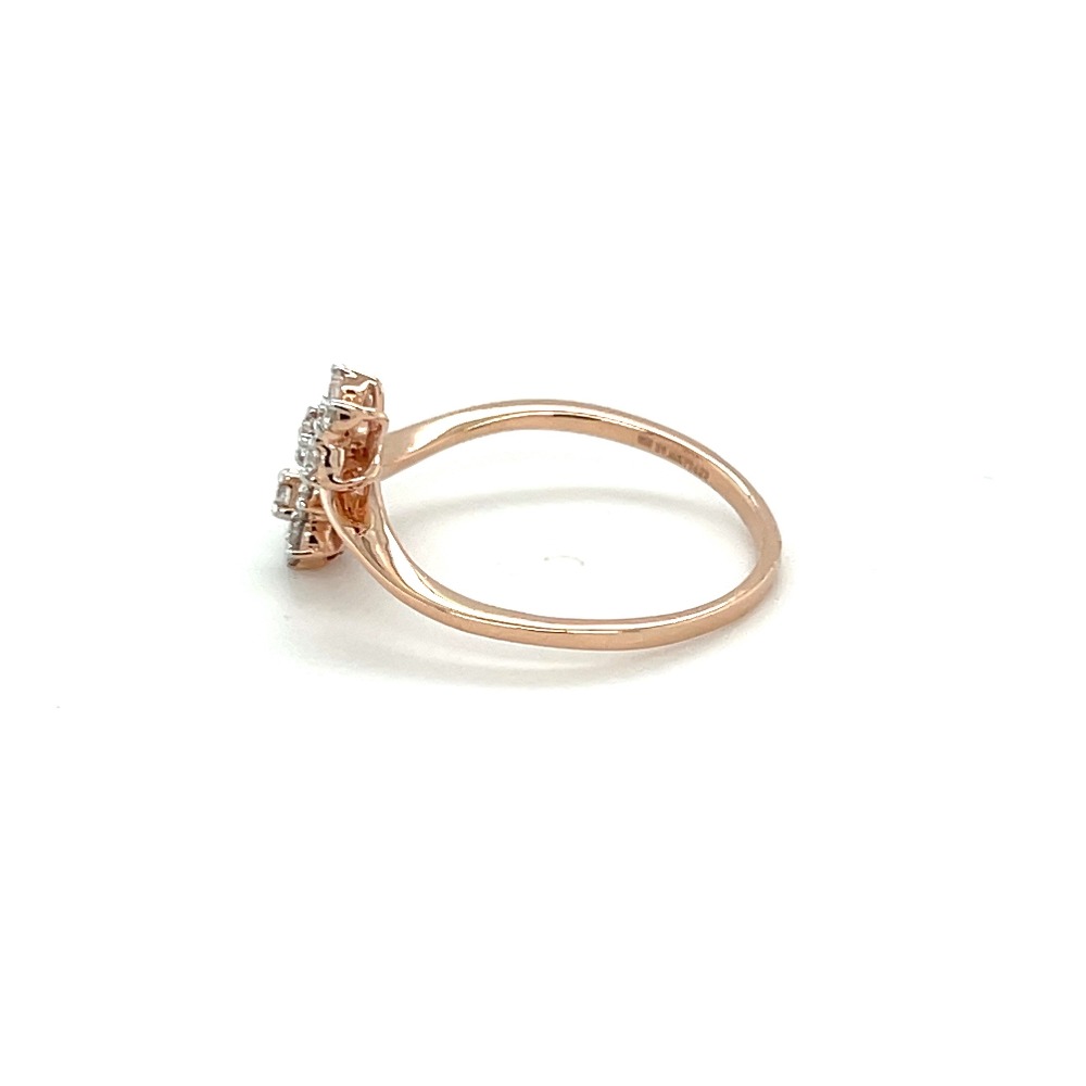 Bypass 14k Rose Gold Ring with Flower Shaped Diamond Cluster