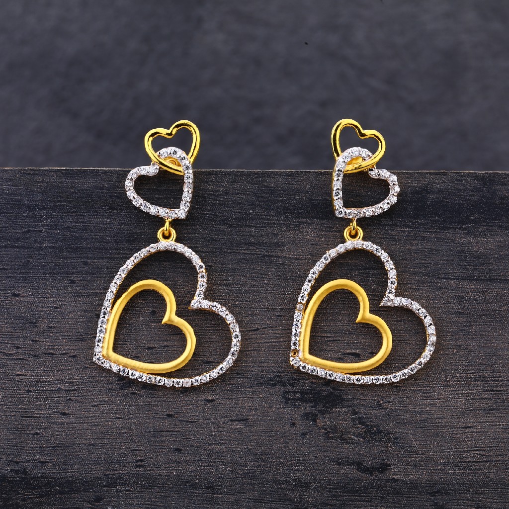 heart design gold earrings