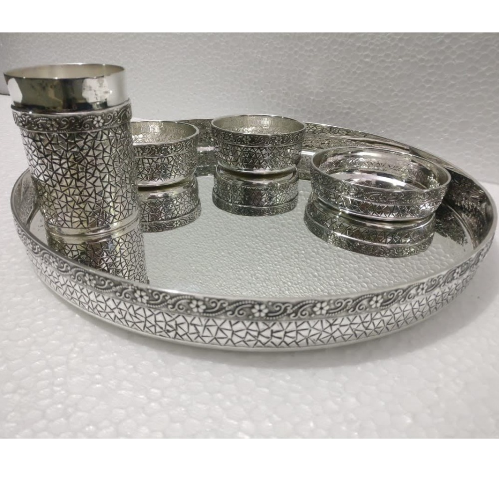 Wholesaler of 925 pure silver designer thali set in solid work po-153 ...