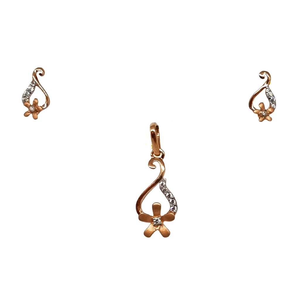 18K Rose Gold Flower Shaped Modern Pendant Set MGA - PTG0151
