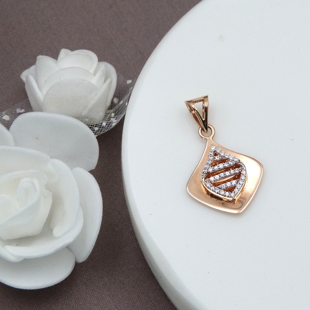 Fancy cz 18k rose gold pendant