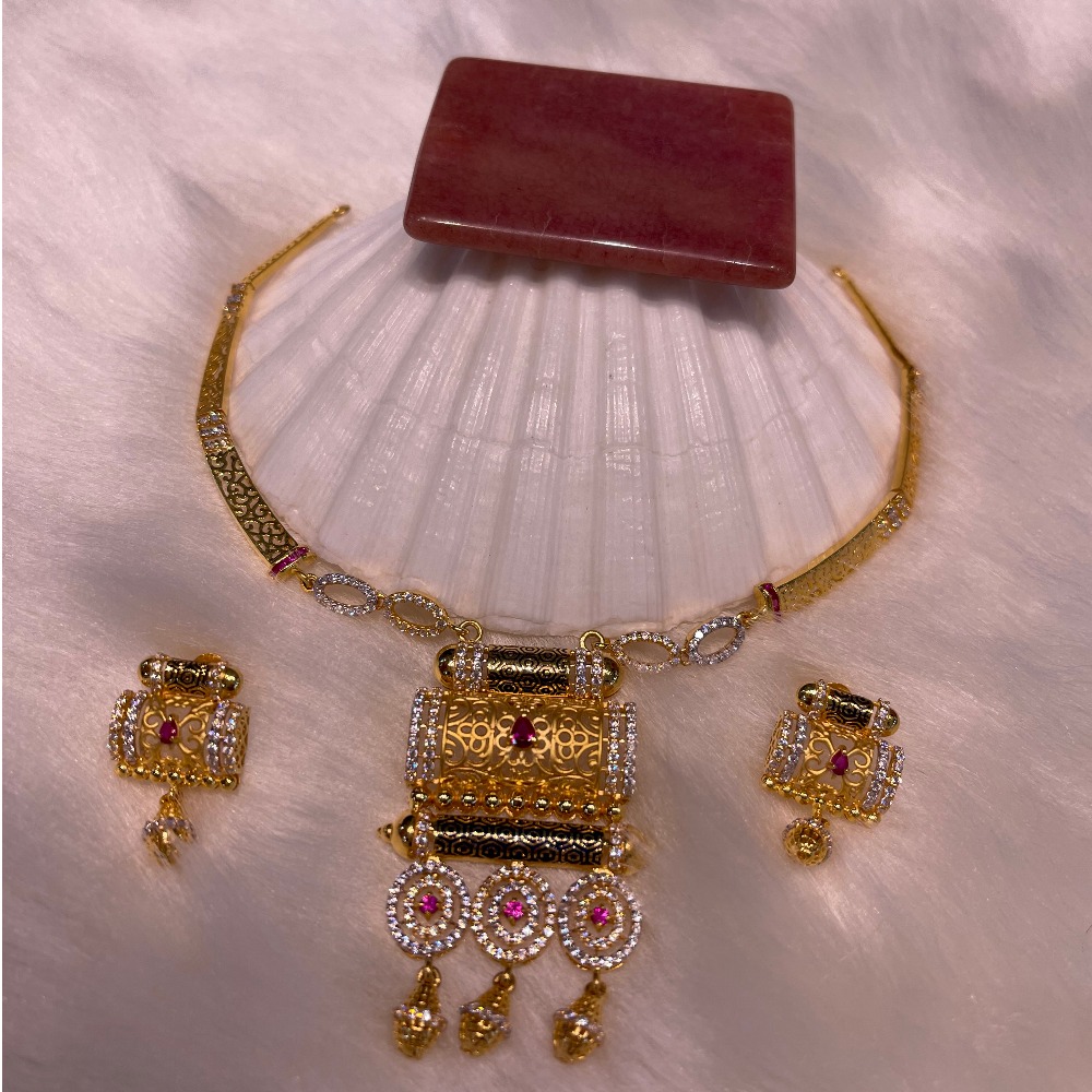 916 Gold Hallmark Choker Necklace Set 