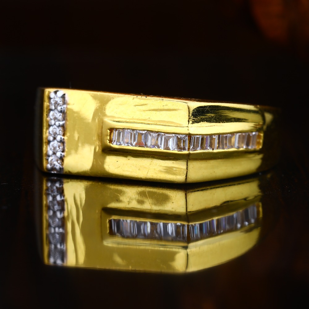 916 CZ Gold Sober Design For men's  Ring 