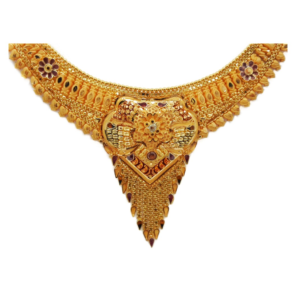 22k Gold Culcutti Necklace with Earrings