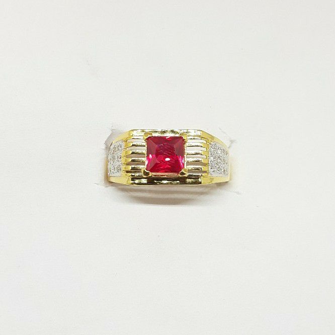 New red stone cz gents ring