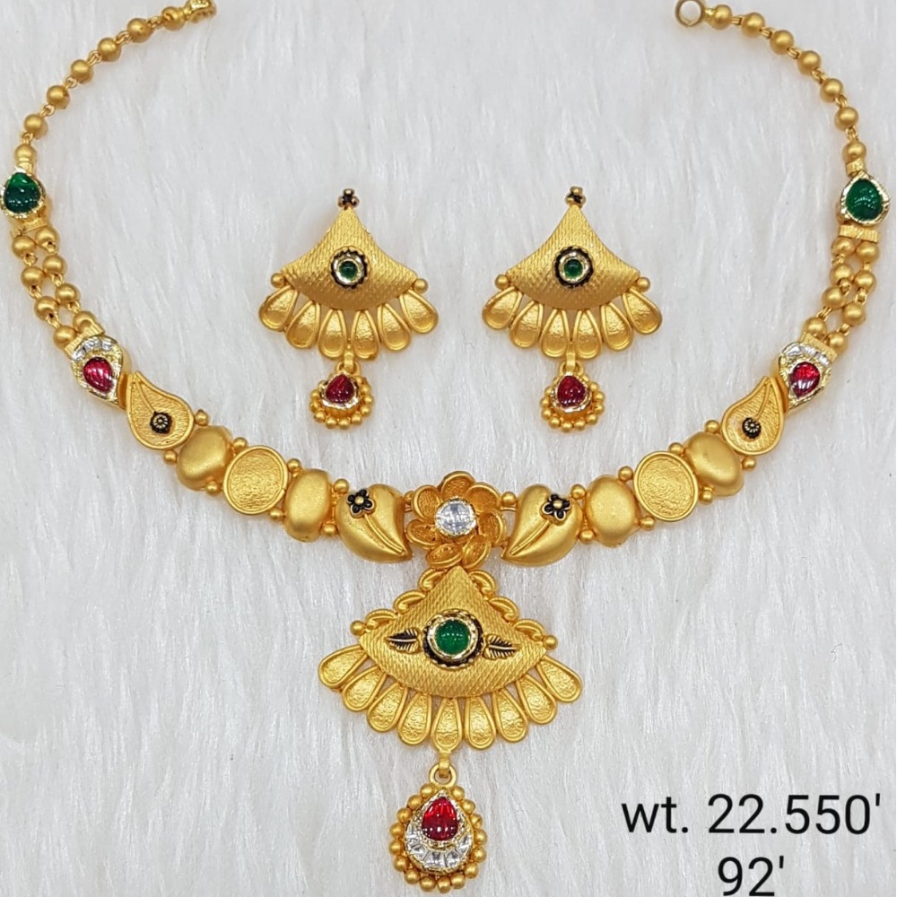 22k Plain Gold Necklace Set JGS-2202-05504 – Jewelegance