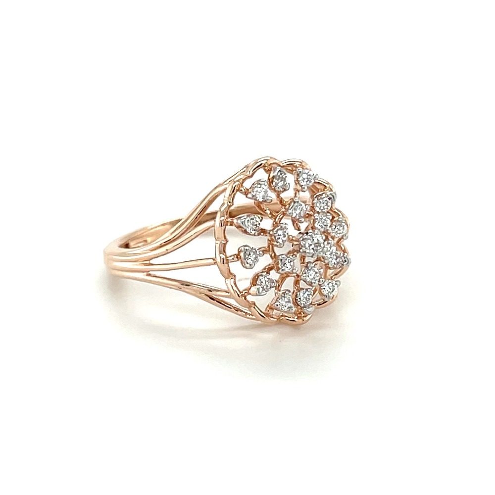 Flower Diamond Cluster Ring In 14k Rose Gold by royale Diamonds